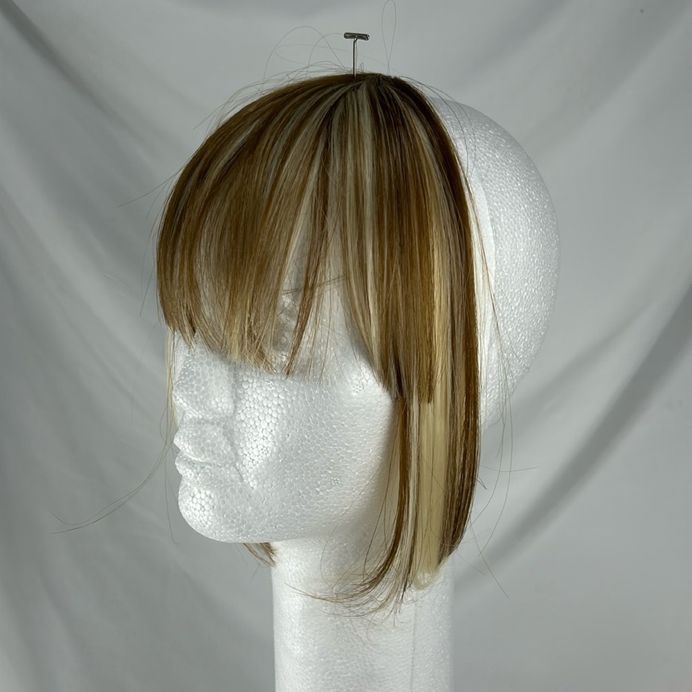 Short Layered Clip-In Fringe Wig in Blonde and Light Brown